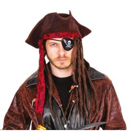 Chapeau pirate avec dreadlocks face - adulte