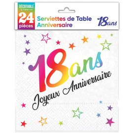 24 Serviettes de table en papier Multicolore 18 Ans