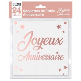 24 serviettes en papier joyeux anniversaire