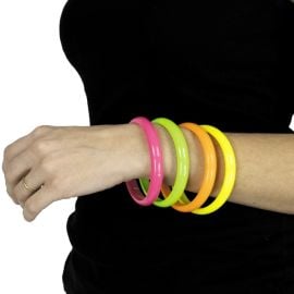 4 bracelets Disco fluo pour déguisement années 80 pas cher - Badaboum