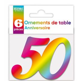 6 Grands confettis 50 Ans Multicolore