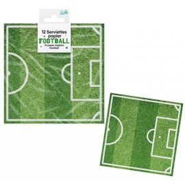 12 Serviettes de table thématiques football pour fête d'anniversaire d'enfant, 29x29 cm, disponibles sur Badaboum.fr