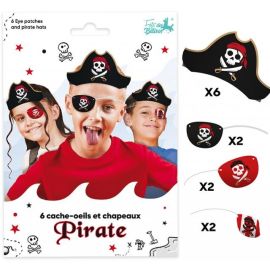 Pack de 6 cache-œils et bandeaux de pirate en papier pour déguisement d'anniversaire d'enfant, à acheter sur Badaboum.fr