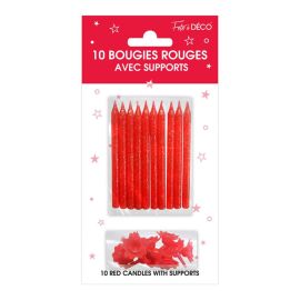 Bougies supports pailletees rouge passion , décoration fetes pas cher et livraison 24h rapide chez Badaboum