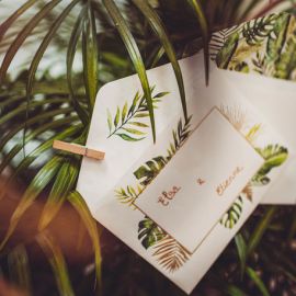 10 Invitations avec enveloppe Tropica