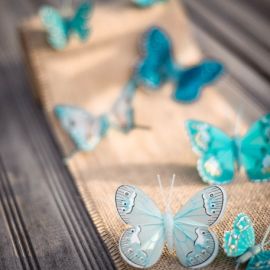 10 Papillons mariage degradés Bleu 