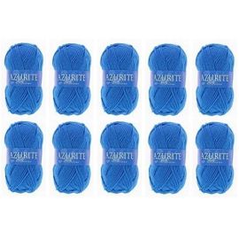 10 Pelotes de laine Azurite Acrylique Bleu azur 