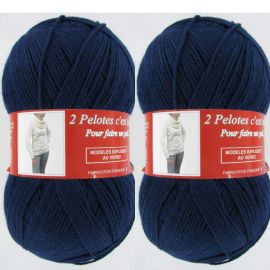 Grosse pelote de fil à tricoter Bleu Marine x2