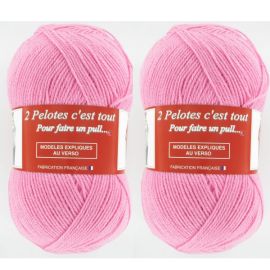 Grosse pelote de fil à tricoter Rose Hortensia x2