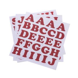 71 Stickers alphabet chiffre pailleté Rouge