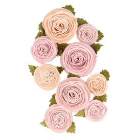 9 Fleurs en papier vieux rose