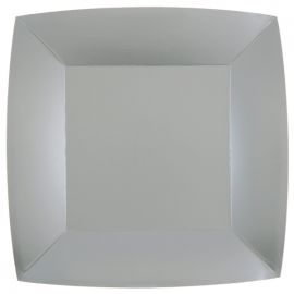 Assiette carrée en carton Argent 23cm