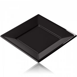 Assiette carrée plastique Chrome Argent 23cm, vaiselle jetable - Badaboum
