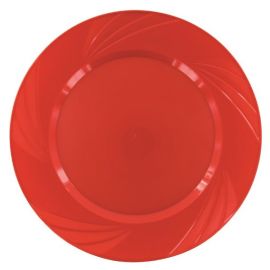 Assiette en plastique ronde réutilisable Rouge