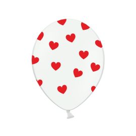 Ballon gonflable Blanc avec Coeur Rouge 35cm