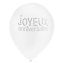 Ballon gonflable Joyeux anniversaire Blanc