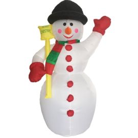 Bonhomme de neige gonflable avec bonnet echarpe et balai
