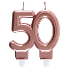 Bougie anniversaire 50 Ans rose gold