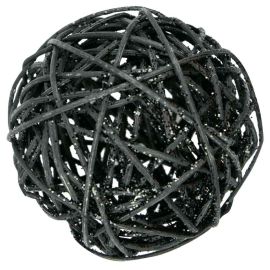 Boule en Osier Noir pailletée 20 cm