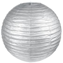 Boule en papier lampion métallisée Argent 50 cm