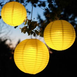 Boule japonaise Jaune lanterne avec LED 30cm