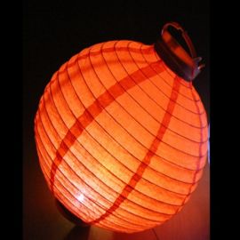 Boule japonaise Orange lanterne avec LED 30cm