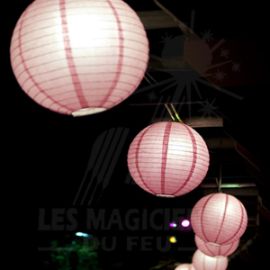 Boule japonaise Rose lanterne avec LED 30cm