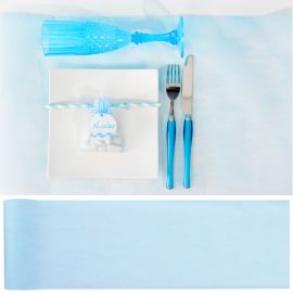 Chemin de table mariage en tissu intissé Bleu ciel 30cm (Badaboum)