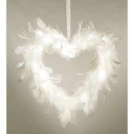 Coeur en Plume Blanc Ajouré 20 cm