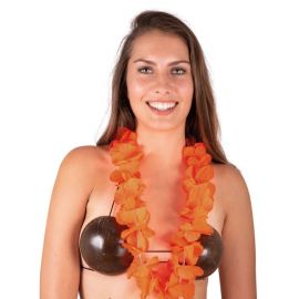 Collier hawaïen - orange fluo