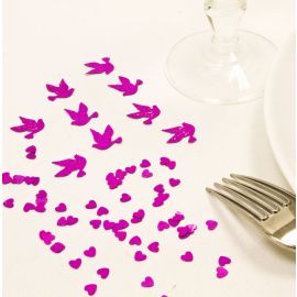 Confettis de table mariage Colombe Fuchsia