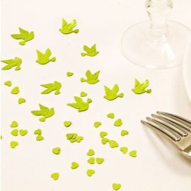 Confettis de table mariage Colombe Vert anis