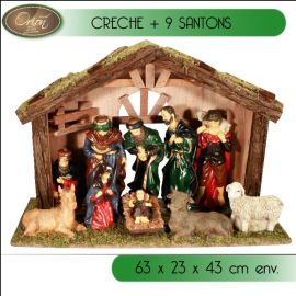 Crèche de Noel avec 9 Santons 