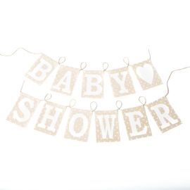 Guirlande Babyshower lin et blanc