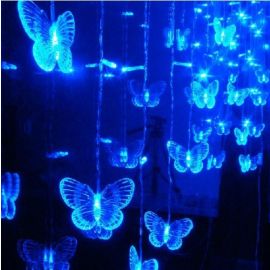 Guirlande lumineuse a pile papillon 10 LED Bleu