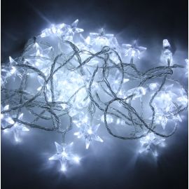 Guirlande lumineuse electrique 40 LED Etoile Blanc 