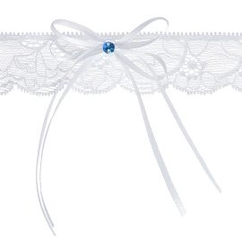 Jarretière dentelle avec diamant Bleu