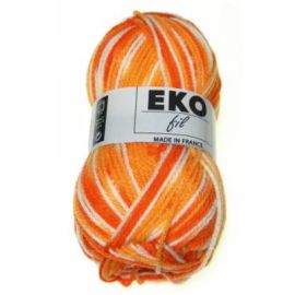 pelote de fil à tricoter Eko Orange et Blanc