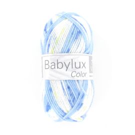 Laine layette a tricoter Babylux color Blanc Jaune Bleu
