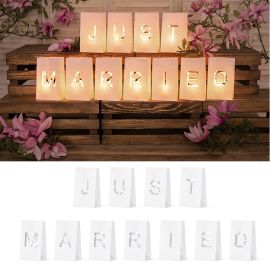 Lanterne Photophore mariage Just Married x 11 pièces