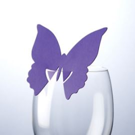 Marque place mariage en carton Papillon Violet