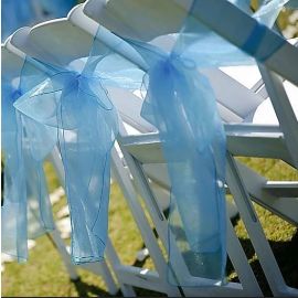 Noeud de chaise mariage en organza Bleu ciel