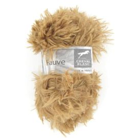Pelote de laine à tricoter fourrure Cheval Blanc Fauve Lama