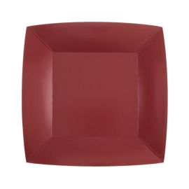 Petite assiette carrée en carton Bordeaux 18cm