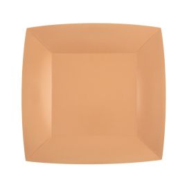 Petite assiette carrée en carton Corail 18cm