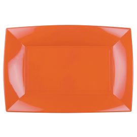 Plateau plastique rectangulaire Orange 34x23cm x 3 pièces