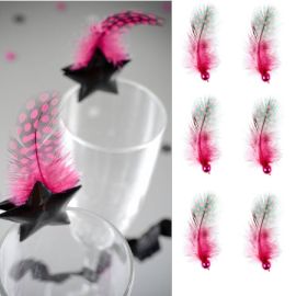 Plume avec perle Fuchsia