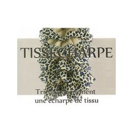 Pelote écharpe de tissu fleurs style guépard bleu