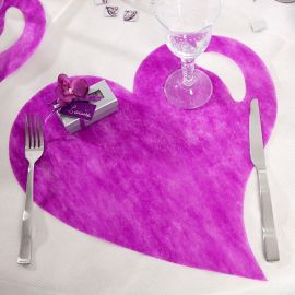 Set de table coeur en tissu intisse Prune
