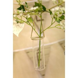 Vase tube en verre avec suspension corde
